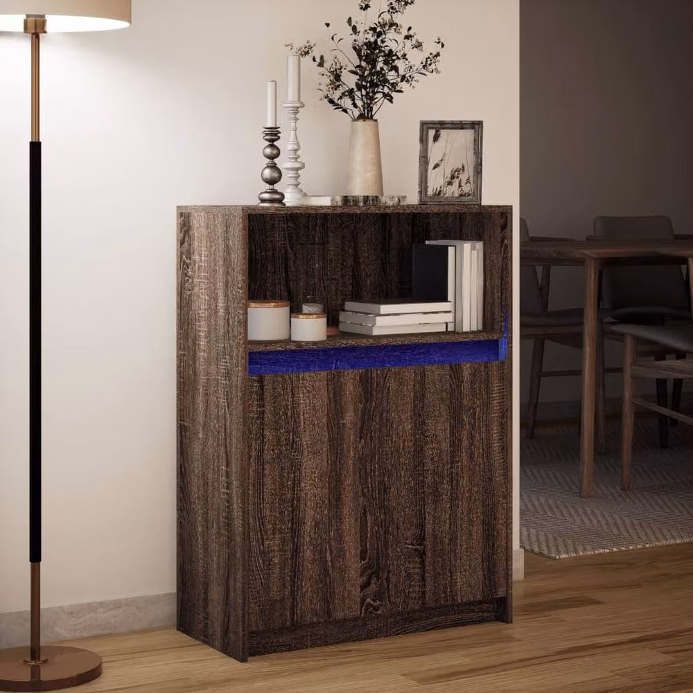 Berkfield Home Modern Brown Oak Sideboard with Integrated LED Lighting, W/D/H: 72 x 34 x 100 cm – 3