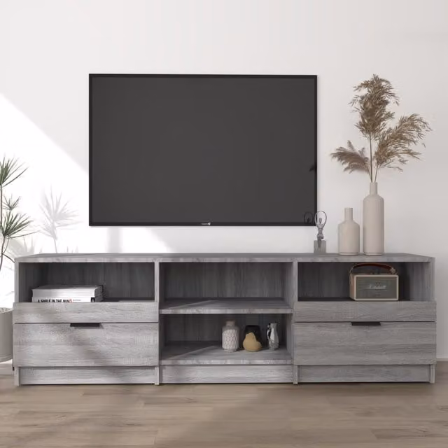 Berkfield Home Modern TV Cabinet in Grey Sonoma, W: 150 cm, D: 33.5 cm, H: 45 cm