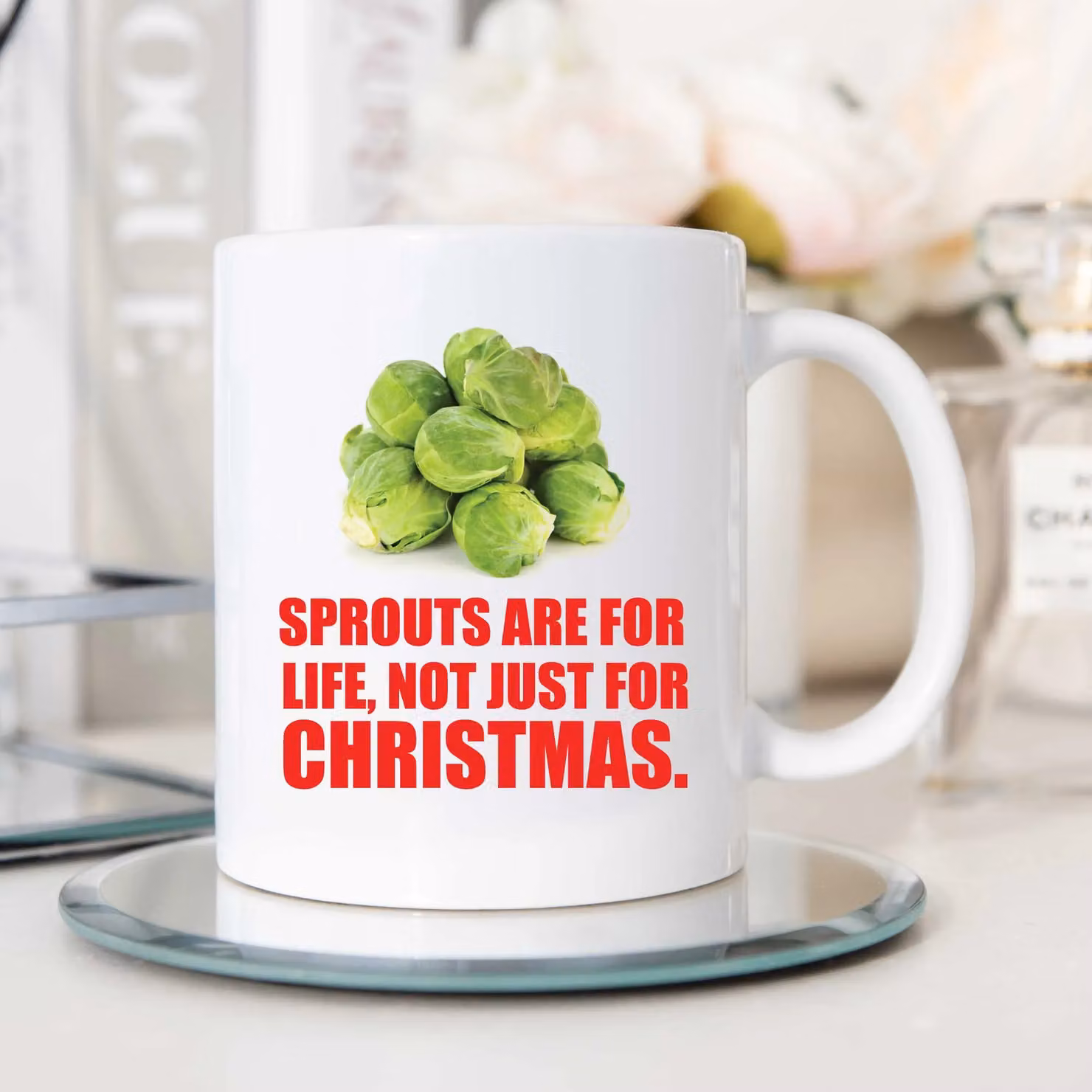 60 SECOND MAKEOVER Sprouts Are For Life Not Just For Christmas Ceramic Mug in White – 2