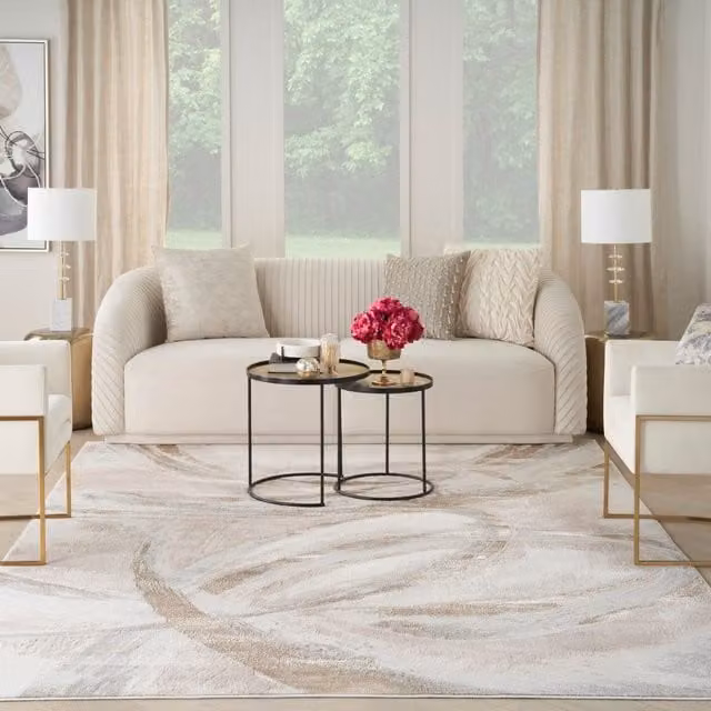The Rug Shop UK Modern Abstract Stain-Resistant Easy Care Area Rug in Beige and Grey, W: 280 cm, L: 365 cm