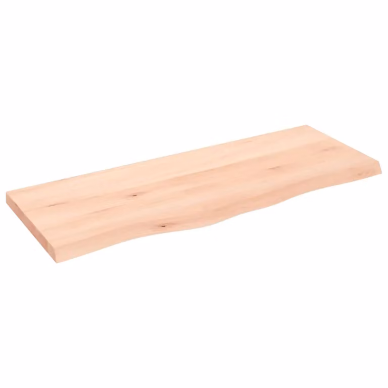 Berkfield Home Brown Untreated Solid Wood Bathroom Countertop W: 100 cm, D: 40 cm, H: 2-4 cm