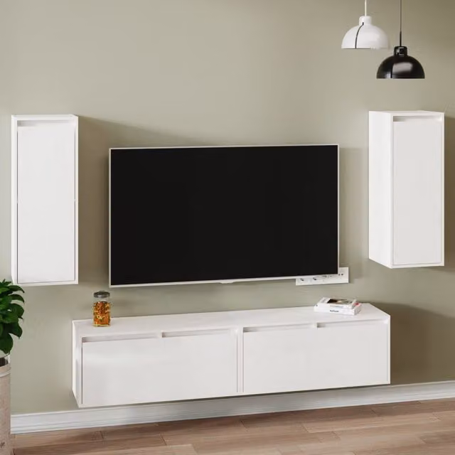 Berkfield Home Set of 2 White Solid Wood Pine Wall Cabinets W/D/H: 30 x 30 x 80 cm – 1