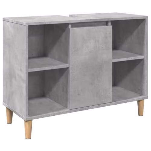 vidaXL Modern Freestanding Bathroom Cabinet in Grey MDF with Hinged Doors and Open Shelf, W: 80 cm, D: 33 cm, H: 60 cm
