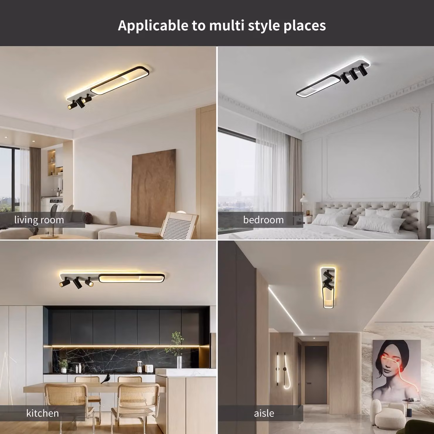 Garwarm Modern 3-Light Dimmable and Adjustable Track Ceiling Light in Black or White – 4