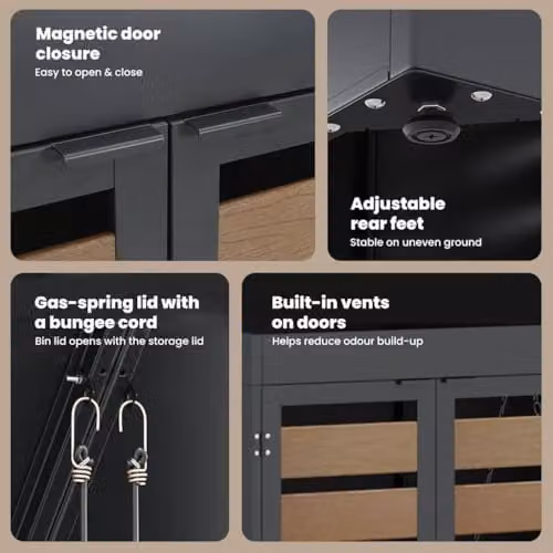 vidaXL Steel Wheelie Bin Storage for 6 Bins, Anthracite – 3