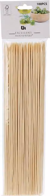 Excellent Bamboo BBQ Skewers, Beige, Pack of 100, Length: 25 cm