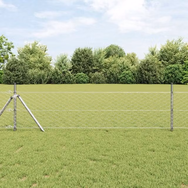 Berkfield Home Hexagon Fence in Silver Galvanised Steel, H: 80 cm x L: 50 m – 1