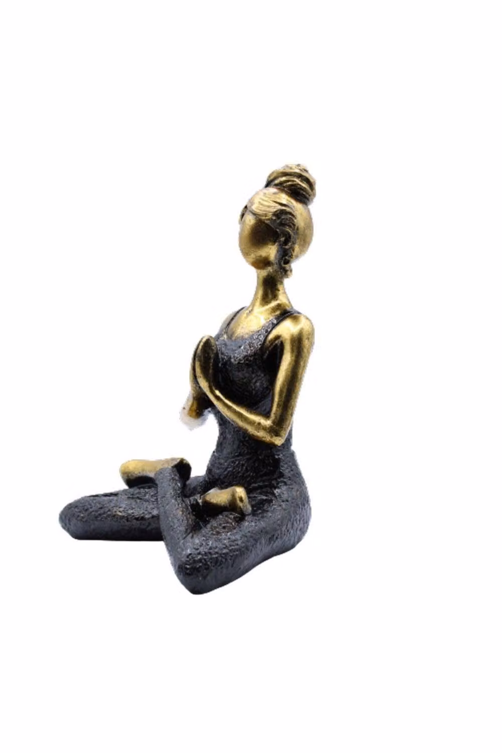 KDMD Elegant Bronze and Black Metal Yoga Lady Tabletop Figurine, Height: 24 cm – 2