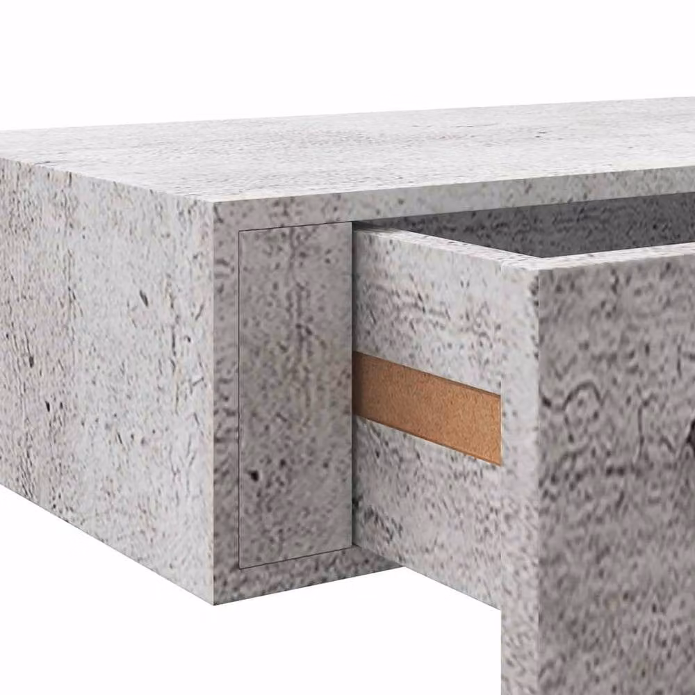 Berkfield Home Elegant Wall-mounted Drawer Shelf in Concrete Grey, W: 60 cm, D: 23.5 cm, H: 10 cm – 2