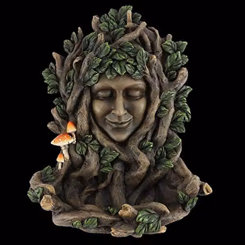 Something Different Leafy Green Goddess Resin Hanging Wall Plaque in Green and Brown, W: 28.5 cm, H: 25.0 cm – 2