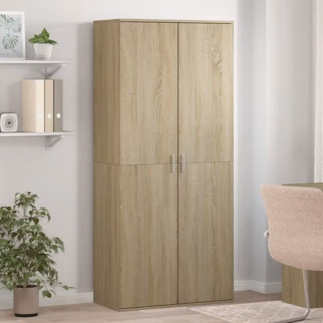 Berkfield Home Sonoma Oak Shoe Cabinet in Brown, W/D/H: 80 x 39 x 178 cm