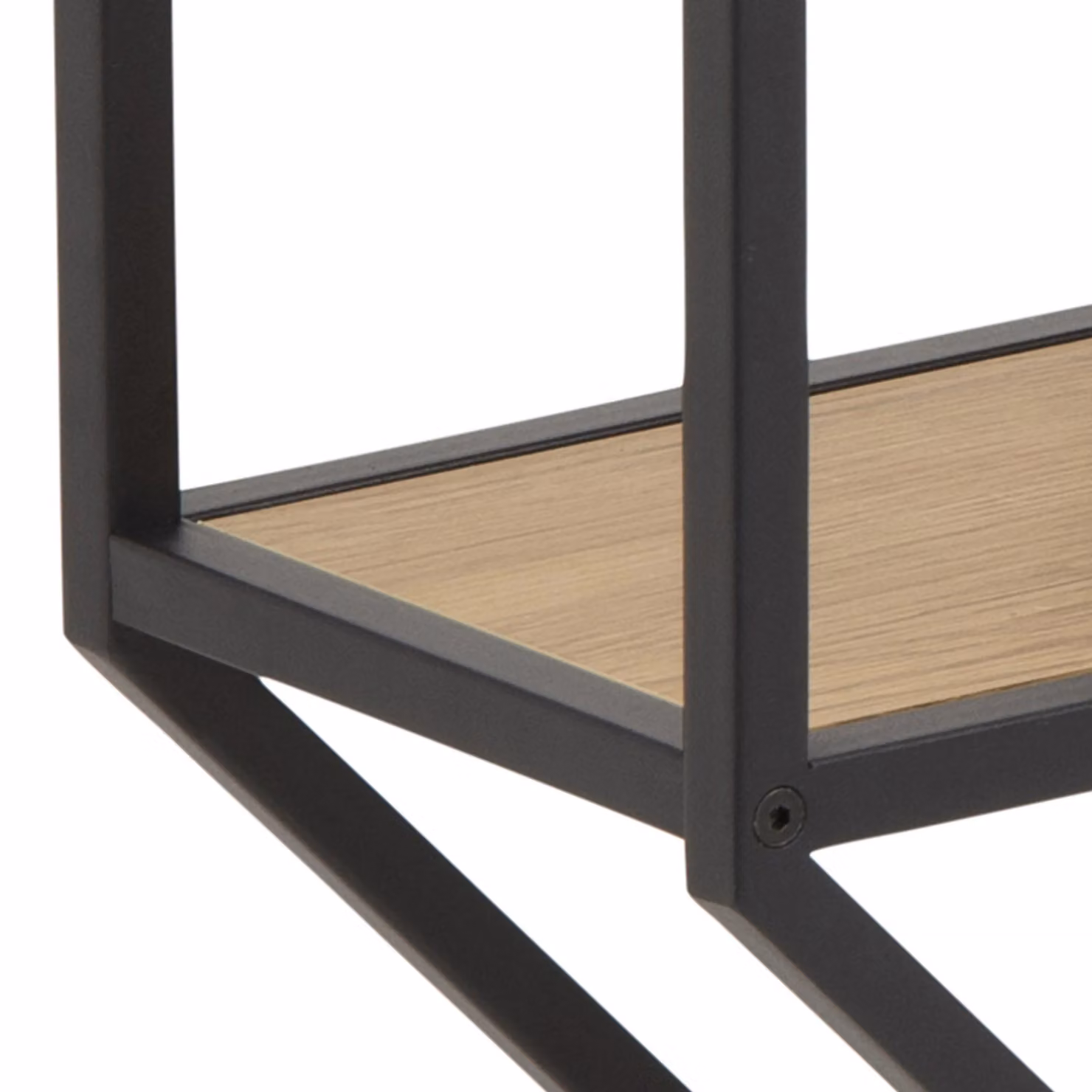 Furniture To Go Seaford Octagonal Wall Mounted Metal and Wood Shelf in Black and Oak – 3