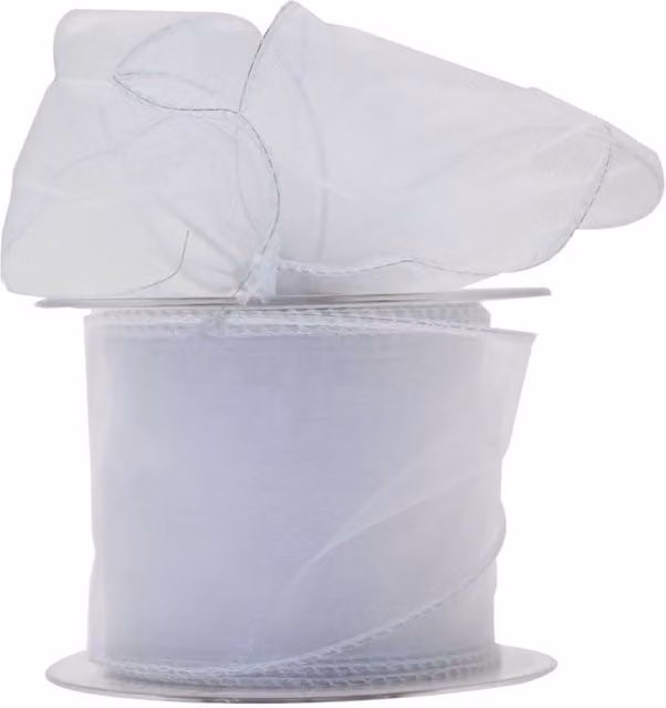 KDMD White Wired Chiffon Ribbon 2 Pack, Width: 7 cm, Length: 20 m
