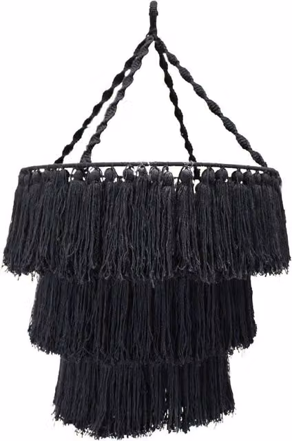 KDMK Black Hand Woven Boho Macrame Fabric LED Chandelier