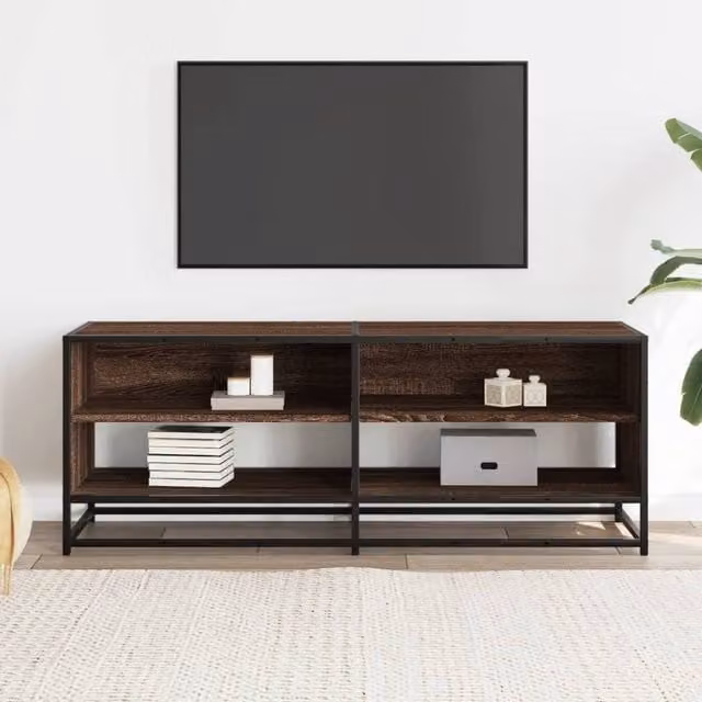 Berkfield Home Industrial TV Cabinet in Brown Oak, W/D/H: 120.5 x 40 x 46 cm