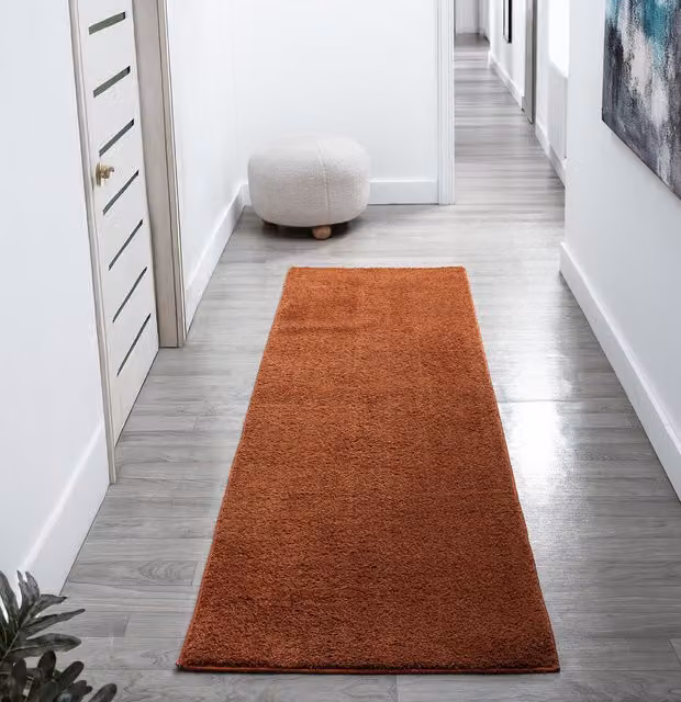 Desire Rugs Plain Modern Rectangular Area Rug in Orange, Washable and Non-Slip, W: 60 cm, L: 200 cm