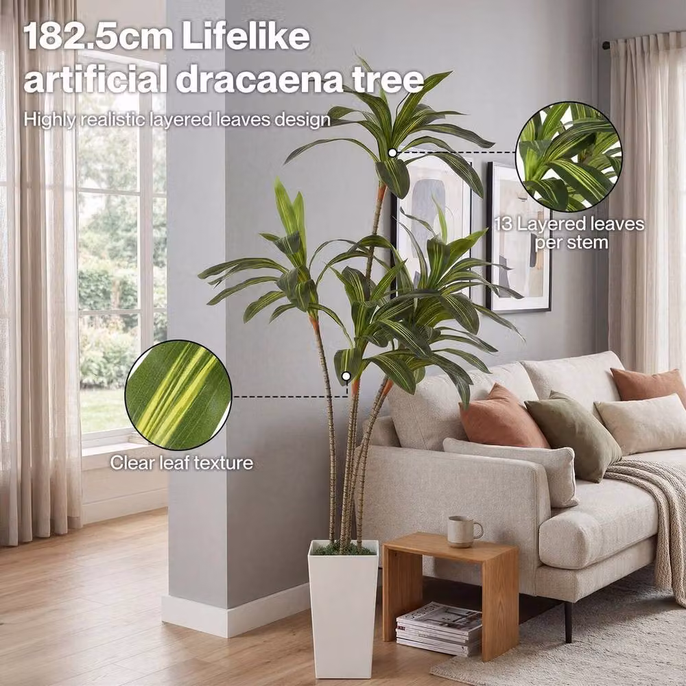 Kelvenix Artificial Green Dracaena Tree, Height: 182 cm – 2