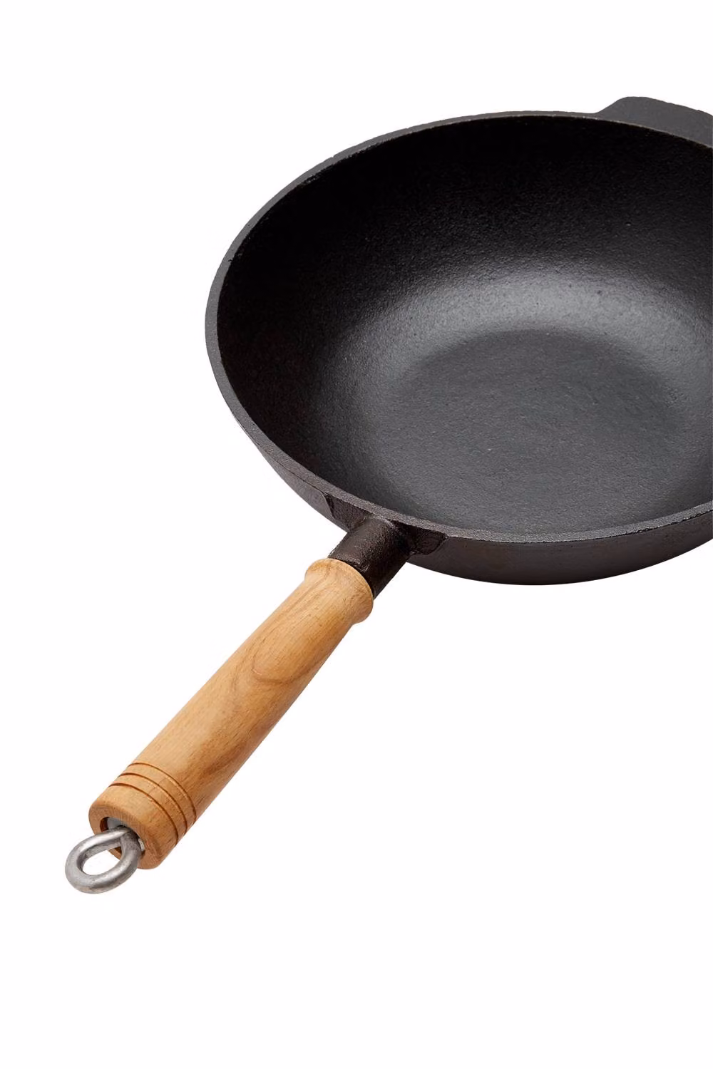 Garden Sanctuary Round Cast Iron Saucepan with Glass Lid and Wood Handle in Black – 4
