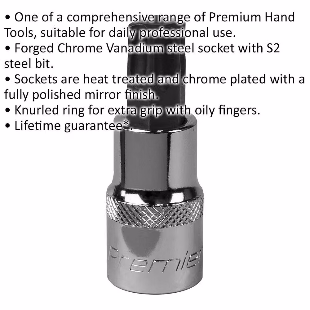 Loops T60 TRX Star Socket Bit with 1/2 inch Square Drive and S2 Steel Head in Metallic Finish – 2