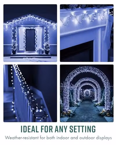 Globrite 100 LED Blue and White Fairy String Lights for Indoor and Outdoor Decoration – 4