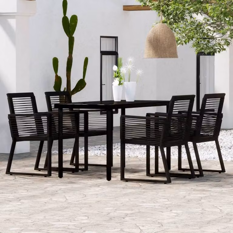 Berkfield Home 5 Piece Modern Garden Dining Set in Black