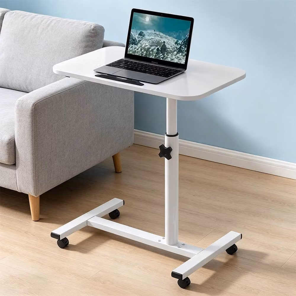 FORGEVIO White Height Adjustable Mobile Table with Castors – 3