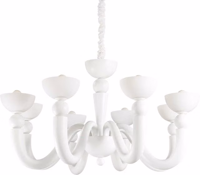 Ideal Lux Bon Bon 8 Light Multi Arm Chandelier in White Finish with E14 Sockets
