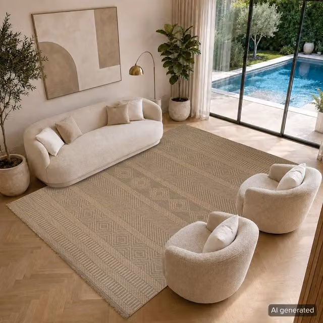 Livabliss Mystery Modern Jute Washable Living and Dining Rug in Beige, W: 78 cm, L: 150 cm
