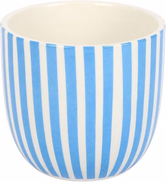 KDMK Blue Striped La Dolce Vita Ceramic Tabletop Plant Pot