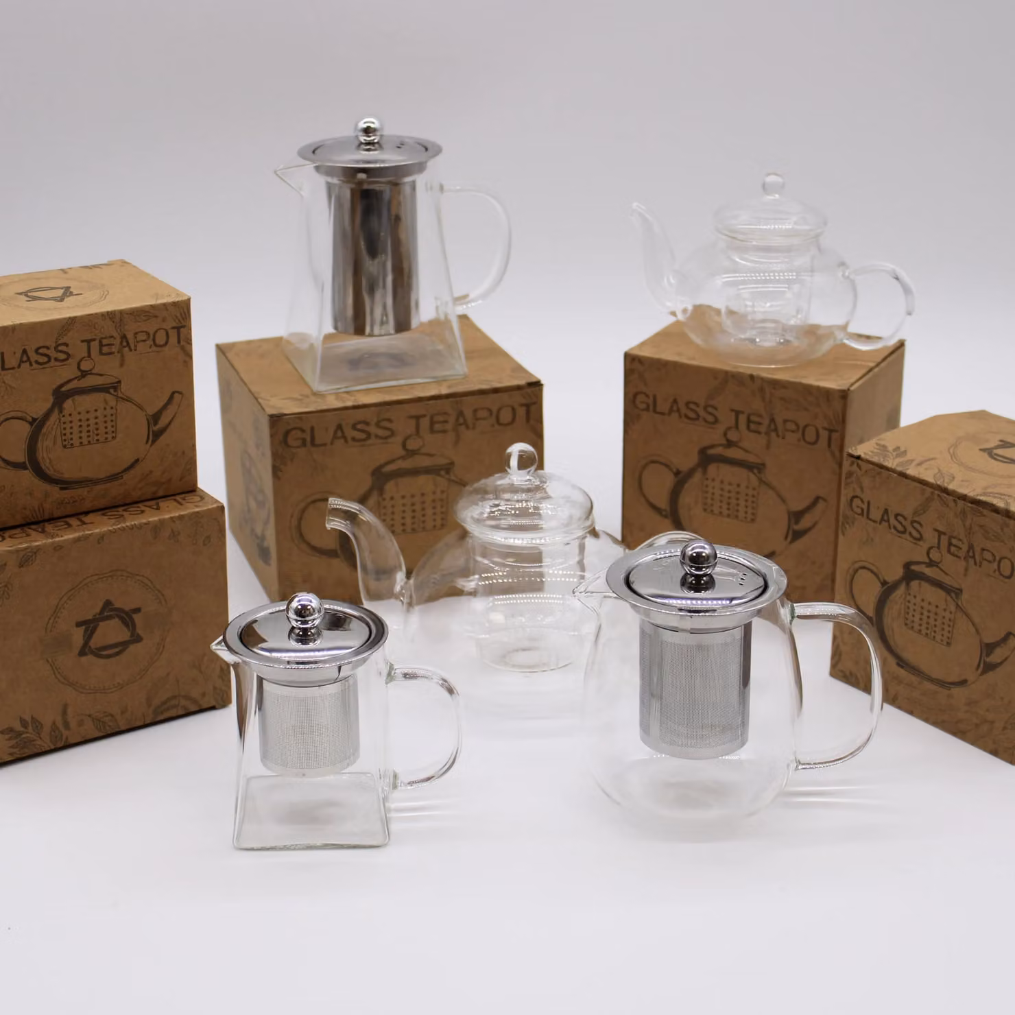 KDMD Glass Infuser Teapot with Stainless Steel Infuser, White, 800ml – 3