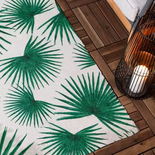 Riva Home Algave Art Deco Floral Flatweave Washable Indoor/Outdoor Rug, Green, W: 120 cm, L: 170 cm – 2