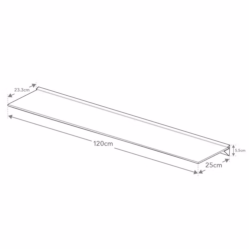 AVF Black Glossy Glass Floating Wall Mounted Shelf, W: 120 cm, D: 25 cm – 4