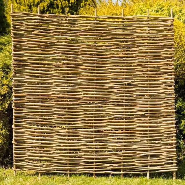 Primrose Wattle Weave Hazel Hurdle Fence Panel, Brown, Height: 182 cm