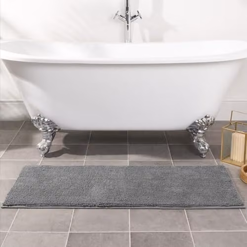 OHS Non-Slip Chenille Bath Mat in Anthracite Grey, W/D/H: 45 x 110 cm – 2