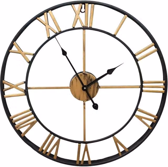 Havendro Large Round Metal Wall Clock in Black for Indoor and Outdoor Use – 1