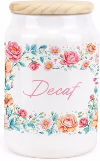 Purely Home Pink Floral Ceramic Decaf Storage Canister