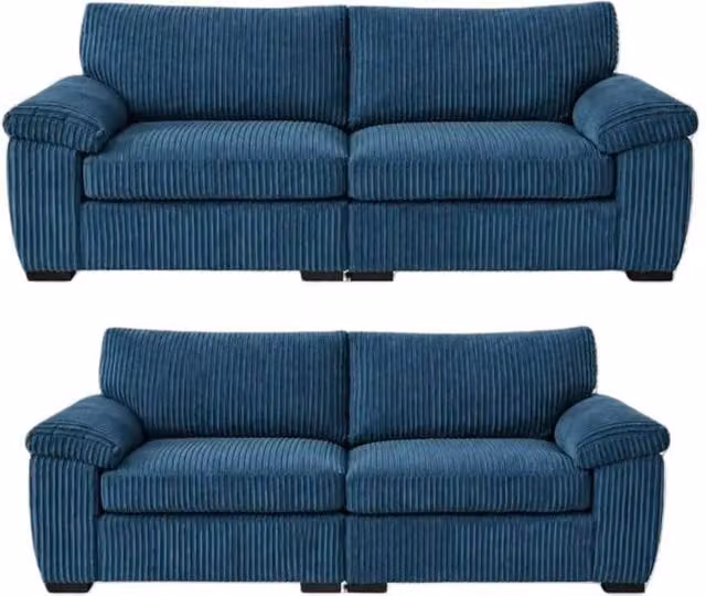 Bliss Furniture Amalfi 3+2 Seater Split Sofa Set in Blue Soft Fabric