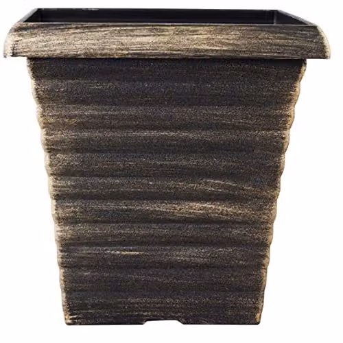 Garden Gear Stylist Biscotti Decorative Square Garden Patio Planter, Bronze and Black, Diameter: 23 cm