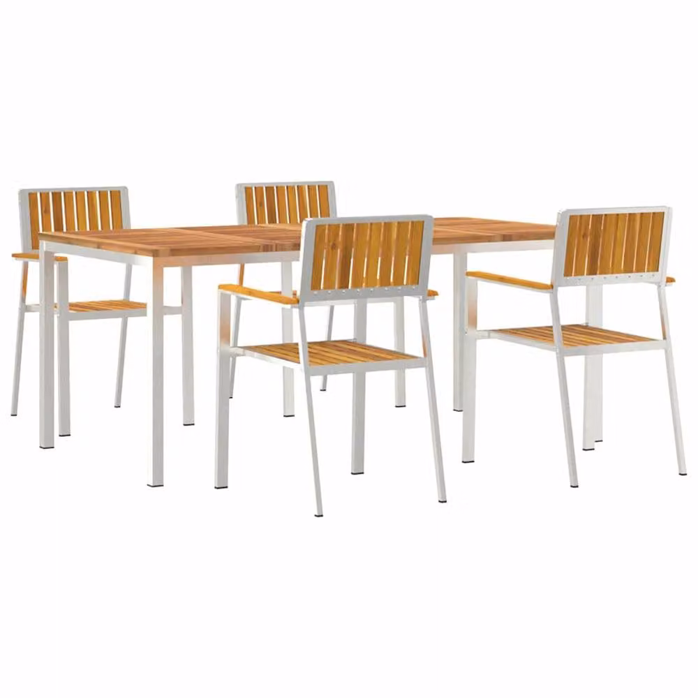 Berkfield Home 5 Piece Garden Dining Set in Brown Solid Acacia Wood – 2