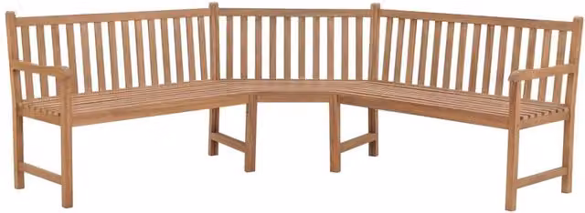 Berkfield Home Rustic Solid Teak Wood Garden Corner Bench in Brown, W/D/H: 185 x 185 x 90 cm