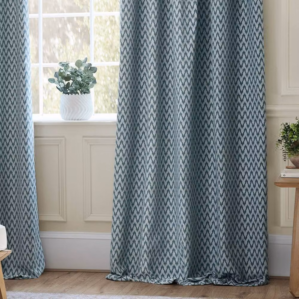 Sanderson Hutton Blue Pencil Pleat Room Darkening Curtains, Width: 229 cm, Drop: 183 cm – 3