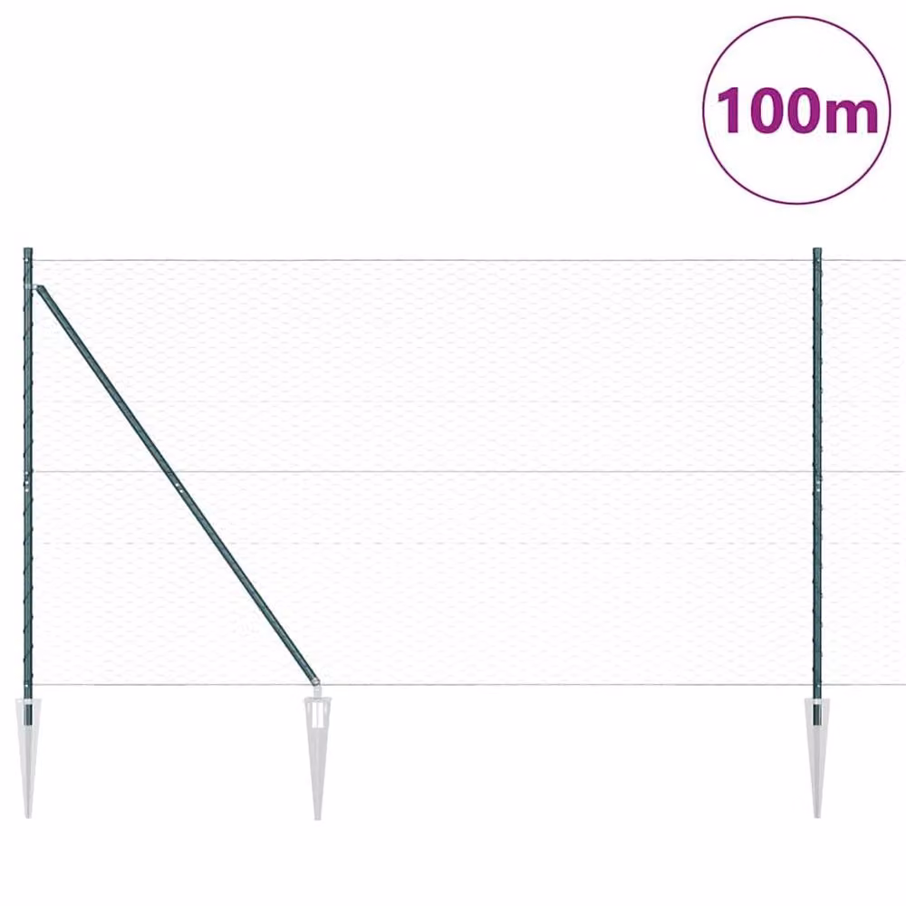 Berkfield Home Green Powder-Coated Steel Hexagon Fence, H: 150 cm x W: 100 m – 1