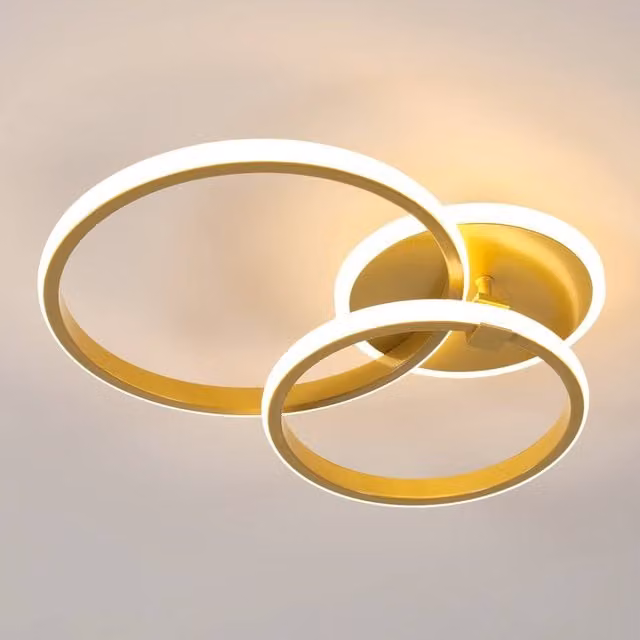 Pheashine Gold LED Ceiling Light, 42W 3000K Warm White, 3-Ring Minimalist Fixture
