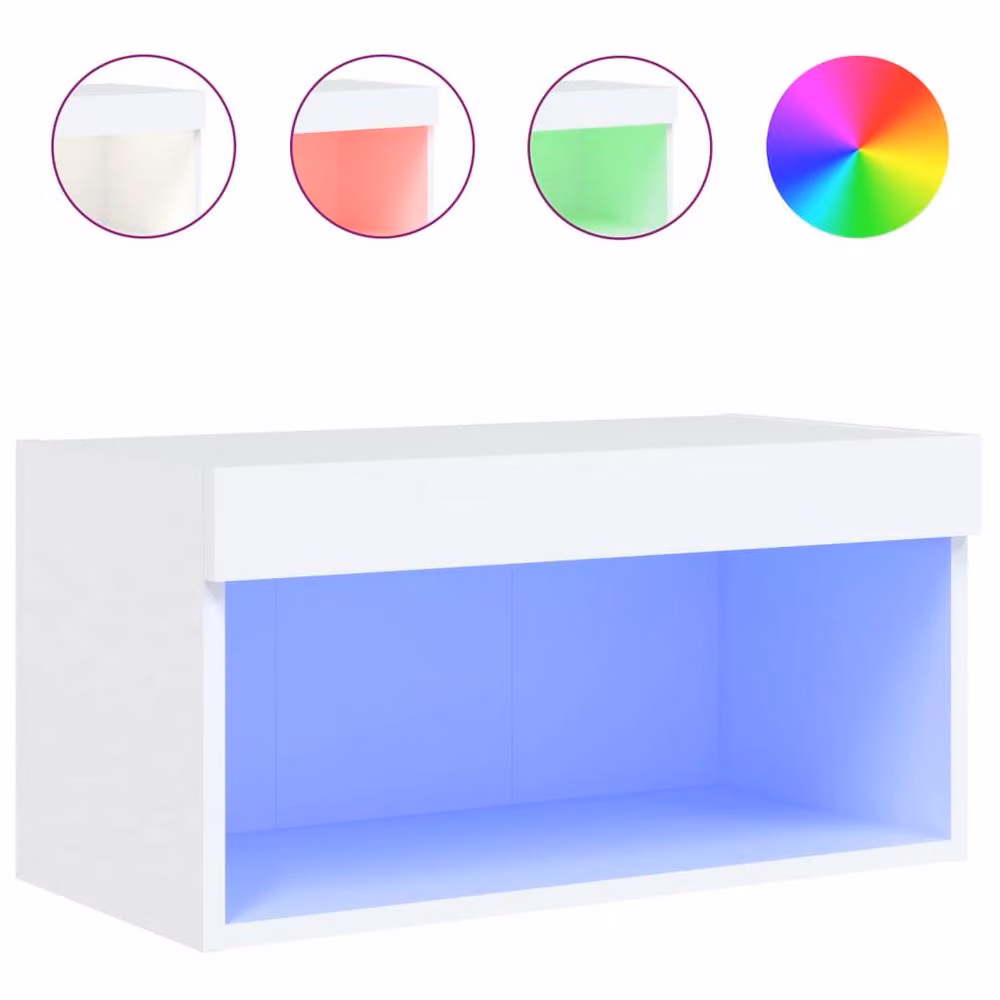 Berkfield Home Modern White TV Cabinet with LED Lights, W/D/H: 60 x 30 x 30 cm – 3