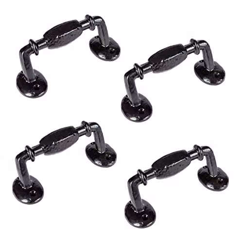 Hammer and Tongs Offset Wrought Iron Bow Door Handle, Matt Black, Pack of 4, H: 11.5 cm – 2