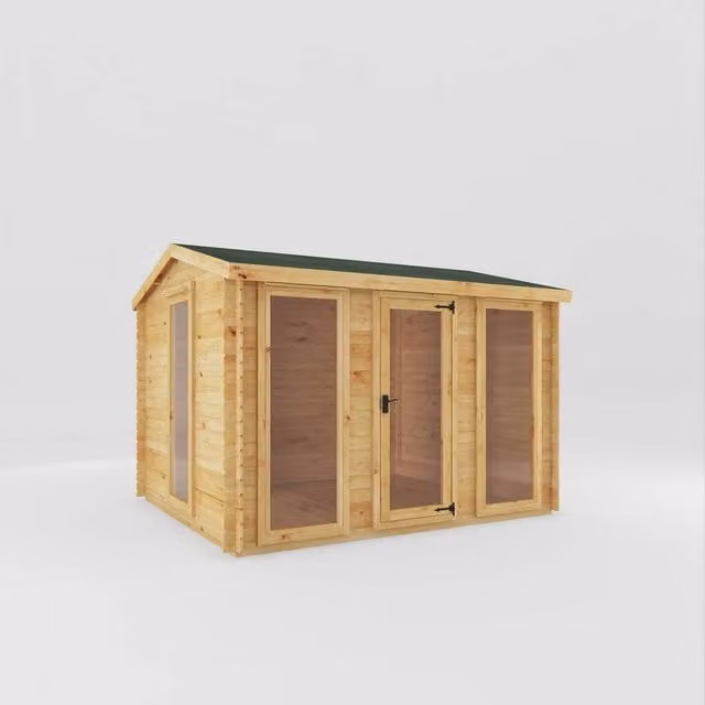 Mercia Gable Log Cabin in Brown and Beige, W350 x D350 x H259.5 cm – 2