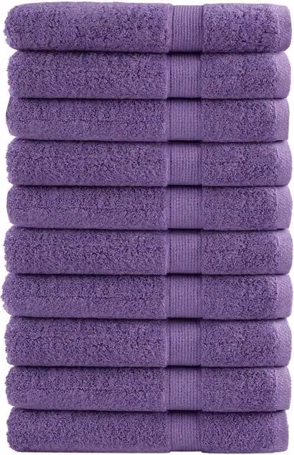 Berkfield Home SOLUND Premium Cotton Terry Towels, Purple, 10 Pack, W: 100 cm x L: 200 cm, 600 gsm