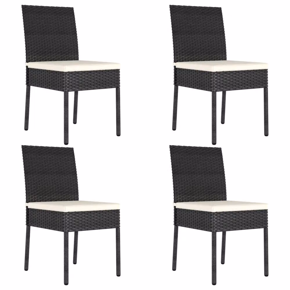 Berkfield Home 5 Piece Outdoor Dining Set with Cushions in Black Poly Rattan and Metal – 3