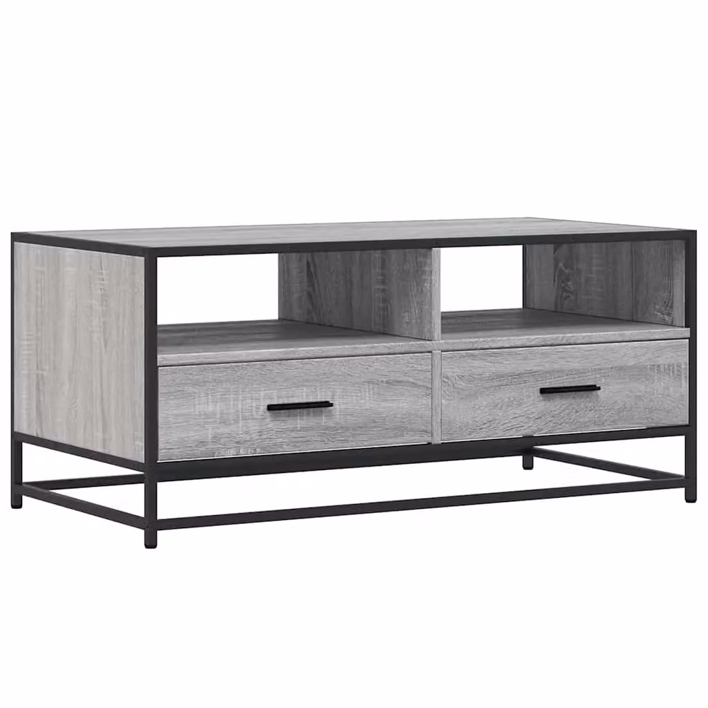 Berkfield Home Grey Sonoma Coffee Table in Engineered Wood and Metal, W/D/H: 100 x 50 x 45 cm – 2