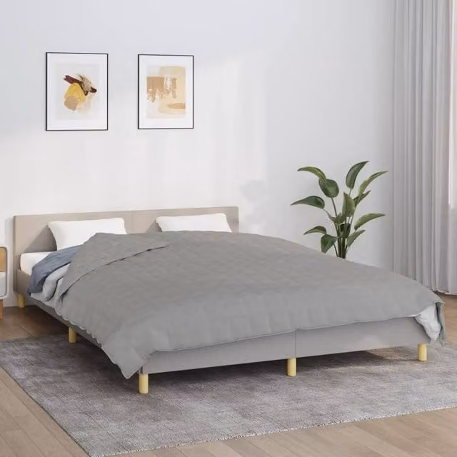 Berkfield Home Grey Weighted Blanket with Glass Beads, W: 200 cm, D: 230 cm, 9 kg – 1